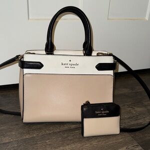 Kate Spade Black, white, and Tan Purse with Wallet